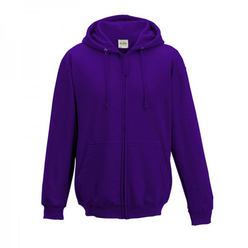 Awdis Plain Mens  Sweatshirt Hoodie Zoodie 18 Colours Szs  / Purple
